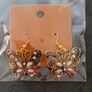 Multi Color Dangle Butterfly Earrings
